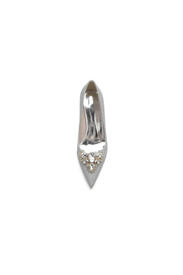 Stunning Pointed Toe Glitter High Heels With Rhinestone - KissProm