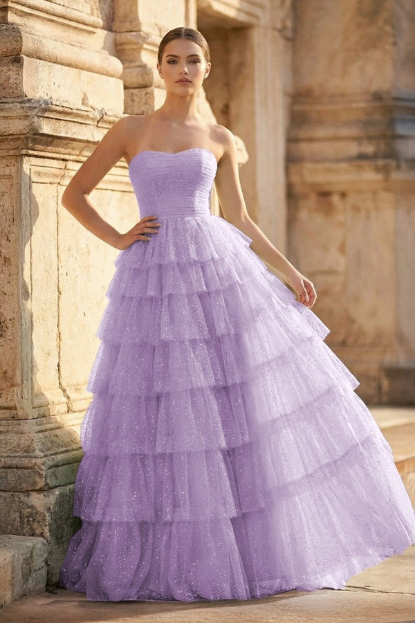 Mint Green Sweetheart Tulle Tiered A - Line Long Prom Dress with Slit - KissProm