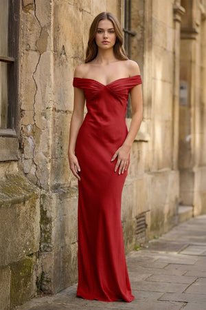 Aqua Off The Shoulder Sheath Satin Long Prom Dress – Prom Dresses by KissProm | Available at KissProm
