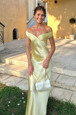Aqua Off The Shoulder Sheath Satin Long Prom Dress – Prom Dresses by KissProm | Available at KissProm