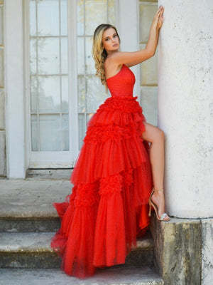 Tulle Deep V Neck Spaghetti Straps Long Prom Dress – Prom Dress by KissProm | Available at KissProm