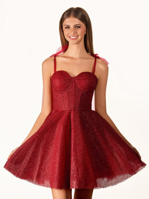 Tie Shoulder White Spraying A-Line Short Party Dress – Homecoming Dresses by KissProm | Available at KissProm