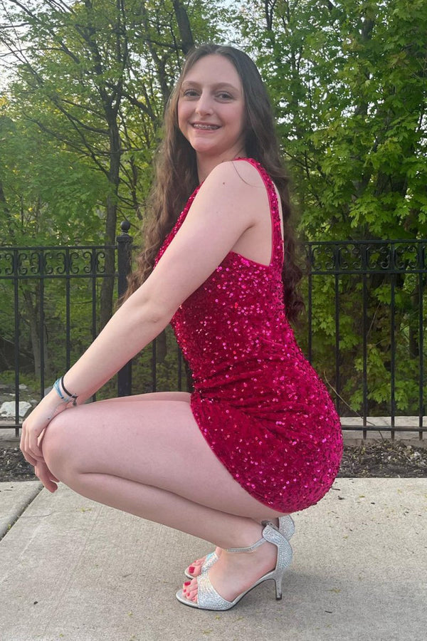 Linnea | Tight Sequins One Shoulder Homecoming Dress