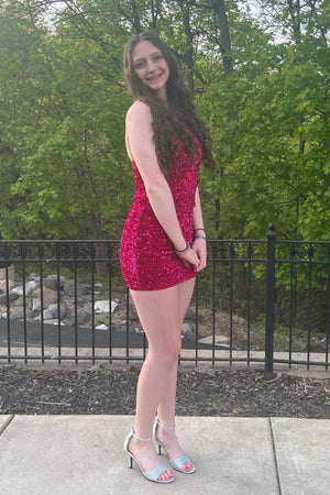 Linnea | Tight Sequins One Shoulder Homecoming Dress