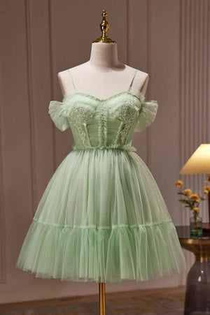 Rosa | Spaghetti Straps Tulle Lace Appliques  Short Prom Dresses With Bow