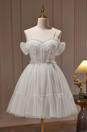 Rosa | Spaghetti Straps Tulle Lace Appliques  Short Prom Dresses With Bow