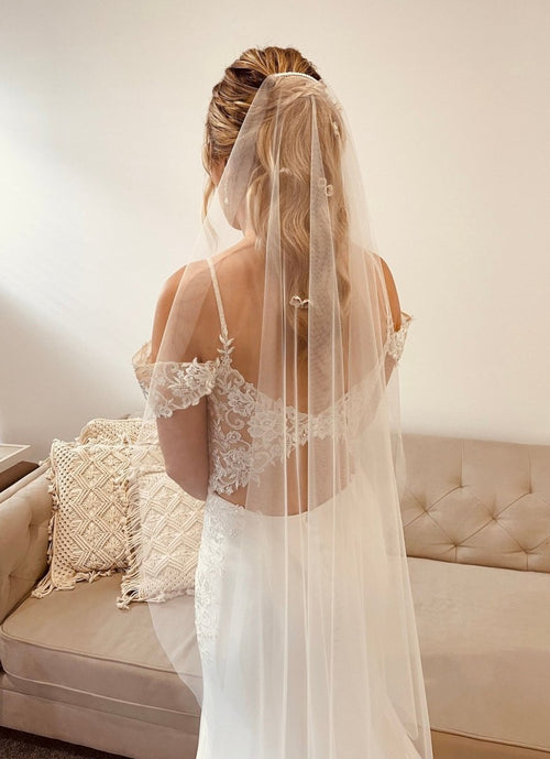 Vintage Ultra Modern Sheer Bridal Veil Wedding Veil - KissProm
