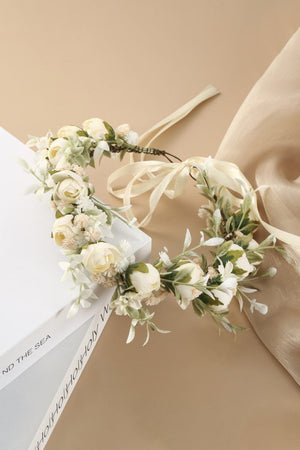 Vintage Boho Artificial Wedding Flowers Crown - KissProm