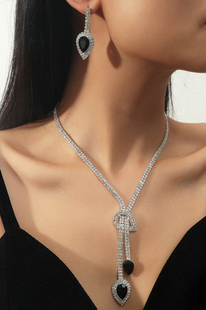Vintage Teardrop Gemstone Necklace And Earrings Set - KissProm