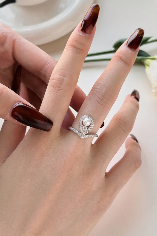 Waterdrop Pearl Crowning Love Wedding Jewelry Ring - KissProm