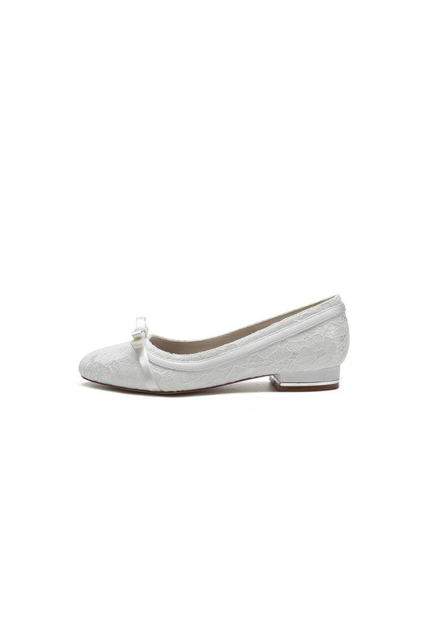 Lace Flats Sandal with Bow Bridal - KissProm