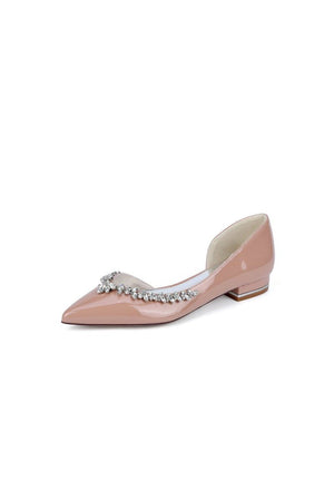 White Ballet Flats with Crystal Accent - KissProm
