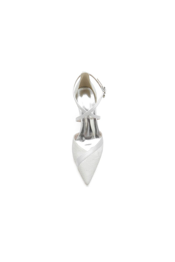White Cross - Strap Pump with Metallic Accent - KissProm