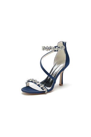 White Elegant High Heels with Crystal and Silver Accents - KissProm