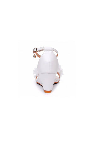 White Floral Open Toe Ankle - Strap Beach Sandals - KissProm
