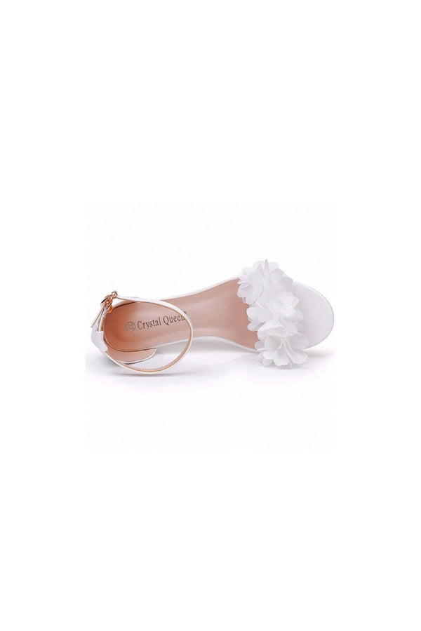 White Floral Open Toe Ankle - Strap Beach Sandals - KissProm