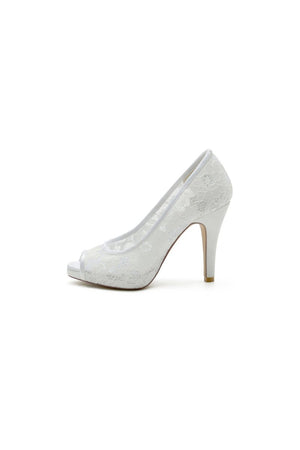Champagne High Heels with Lace Embellishments - KissProm