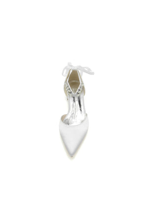 Champagne High Heels with Ornate Crystal and Pearl Accent - KissProm