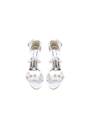 White High Heels with Silver Accents - KissProm