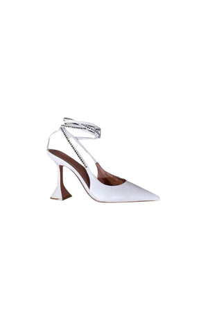 White Lace Up High Heel Sandals - KissProm