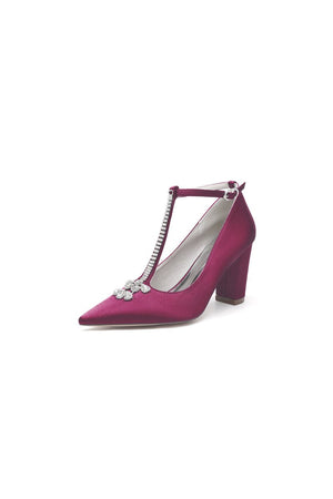 White Leather Pump with Silver Chain and Crystal Accent - KissProm
