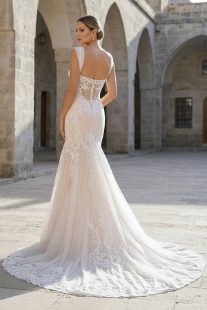 Mermaid Off the Shoulder Lace Wedding Dresses with Train - KissProm