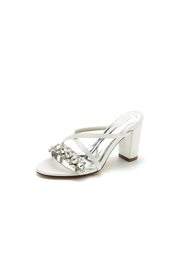 Sliver Open Toe Sandals with Rhinestone - KissProm