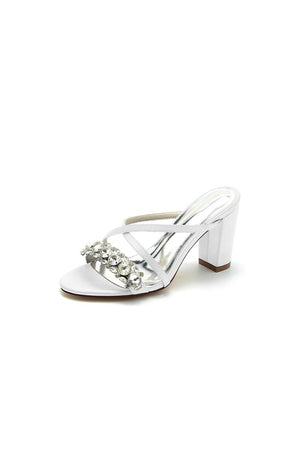 Sliver Open Toe Sandals with Rhinestone - KissProm