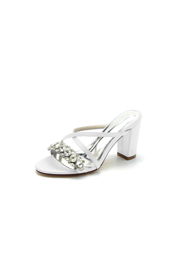 Sliver Open Toe Sandals with Rhinestone - KissProm