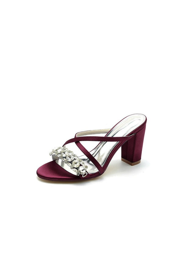 Sliver Open Toe Sandals with Rhinestone - KissProm