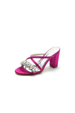 Sliver Open Toe Sandals with Rhinestone - KissProm