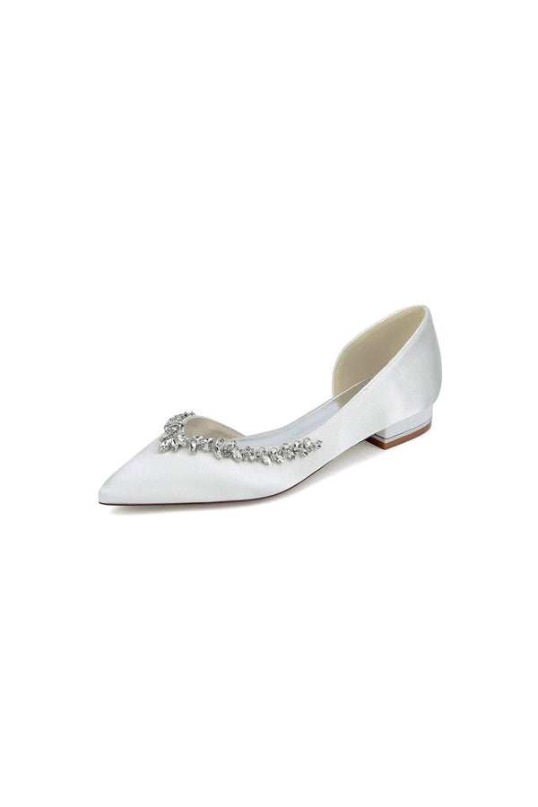 Silver Satin High Heels with Crystal Embellishments 18448 - 11YK - KissProm
