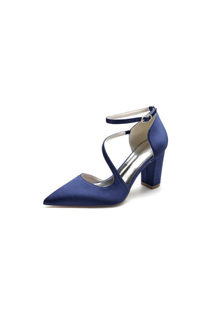 White Silk Pump with Decorative Ankle Strap - KissProm