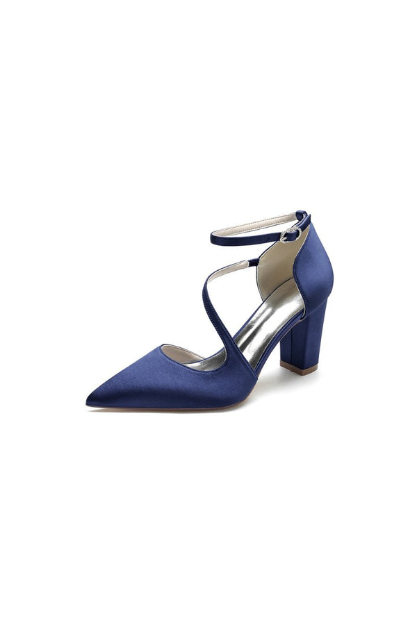 White Silk Pump with Decorative Ankle Strap - KissProm