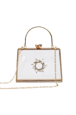 Women’s Clear PVC Rhinestones Crossbody Evening Clutch Bags - KissProm