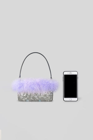 Women’s Feather Rhinestones Evening Bagutte Bags - KissProm