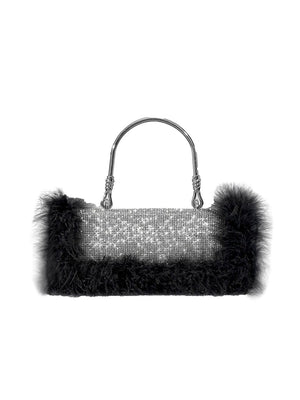 Women’s Furry Rhionestones Evening Clutch Bags - KissProm
