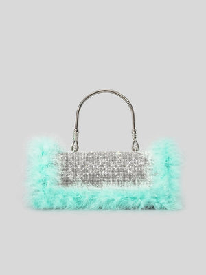 Women’s Furry Rhionestones Evening Clutch Bags - KissProm