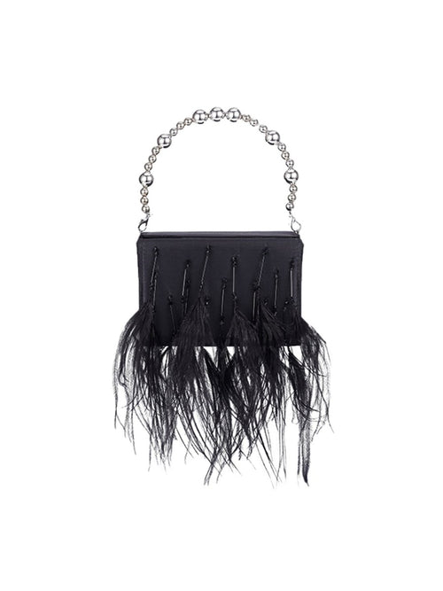 Women’s Orstrich Feather Beaded Clutch Bags - KissProm