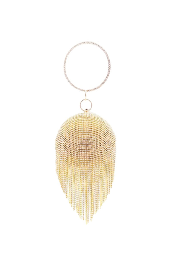Women’s Rhinestone Fringe Disco Ball Evening Clutch Bags - KissProm