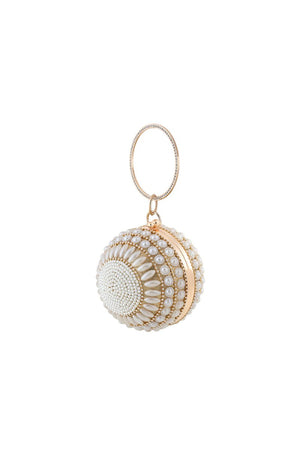 Women’s Round Beaded Evening Clutch Bag - KissProm