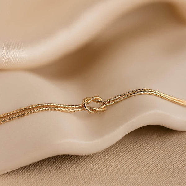 Gold Love Knot Snake Chain Bracelets - KissProm