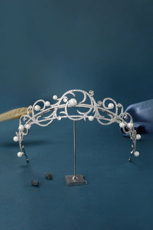 Women's Silver Pearl Swirl Tiaras - KissProm
