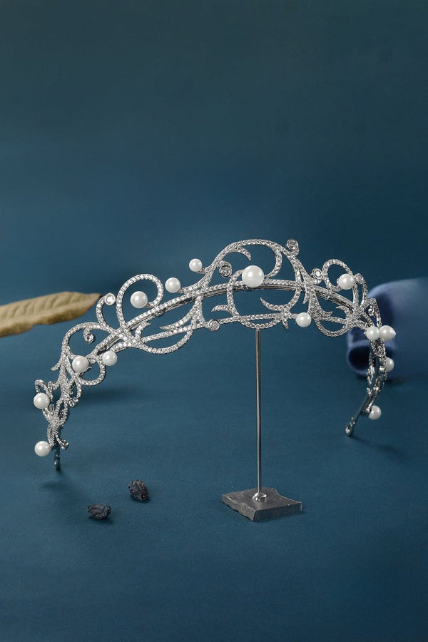 Women's Silver Pearl Swirl Tiaras - KissProm
