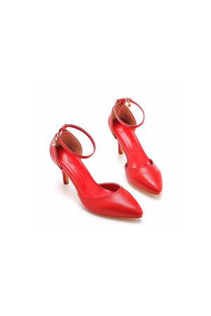 Women's Wedding Shoes Pointed Toe Ankle Strap Stiletto Heels - KissProm