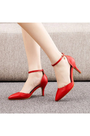 Women's Wedding Shoes Pointed Toe Ankle Strap Stiletto Heels - KissProm