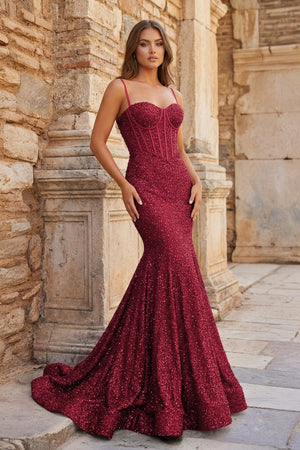 Mermaid Spaghetti Straps Sky Blue Sequins Prom Dresses - KissProm