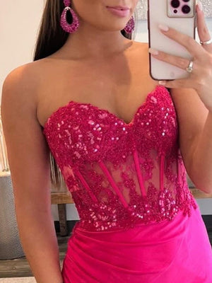 Sheath Strapless Sweetheart Long Prom Dress with Slit – Prom Dress by KissProm | Available at KissProm