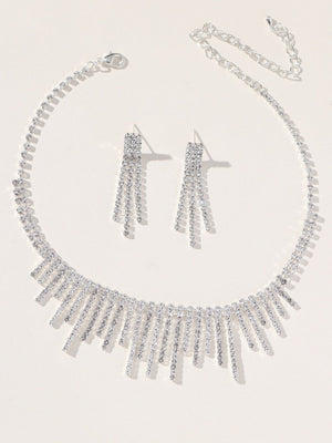 Tassel Necklace Earrings Pendant Two Piece Set - KissProm