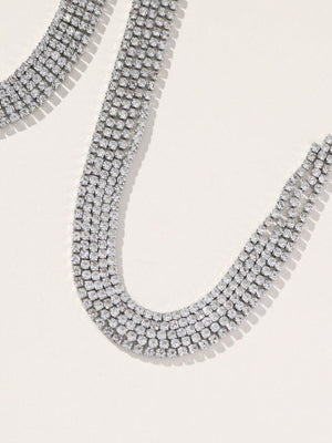 Silver Simple Tassel Rhinestones Necklace - KissProm